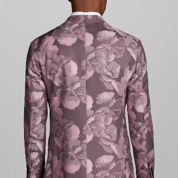 Egara Slim Fit Pink Rose Floral Dinner Jacket - Picture 5 of 13
